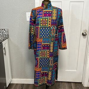 VINTAGE MAXI DRESS COTTON & SILK SMALL